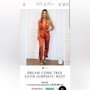 Hello & Bloom Satin Jumpsuit - Rust